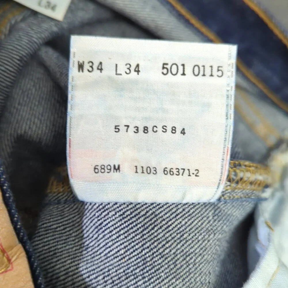 Levi's VTG Jeans Men's 34x34 Blue Deadstock 501 Straight Button Fly Denim Y2K